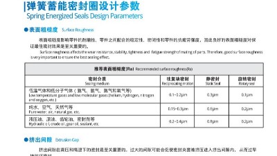 唇形密封圈泛塞封蓄能密封圈設(shè)計(jì)參數(shù)